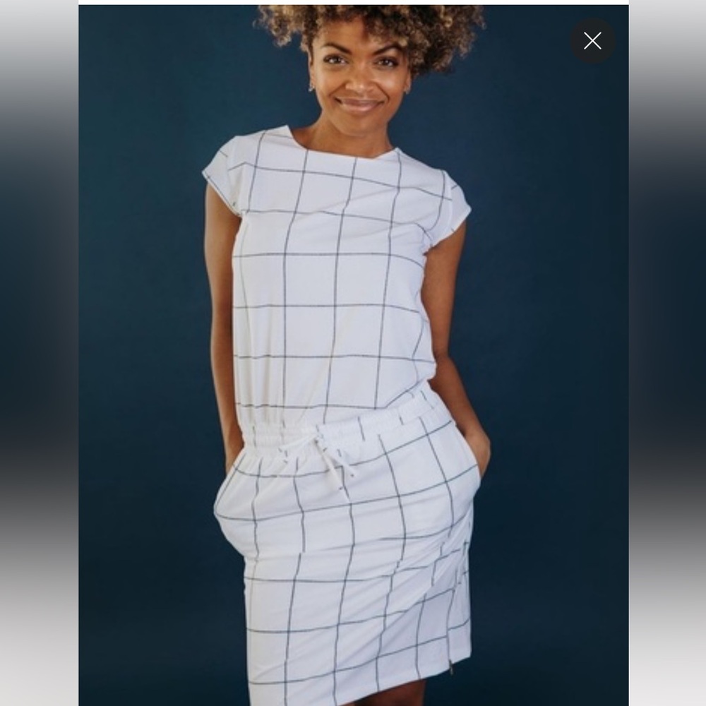 Albion Fit “Going Places” windowpane dress